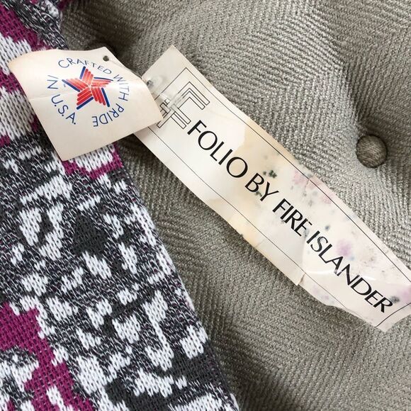 NWT NOS Vintage Folio Fire Islander 80s Cardigan XL - Picture 4 of 7